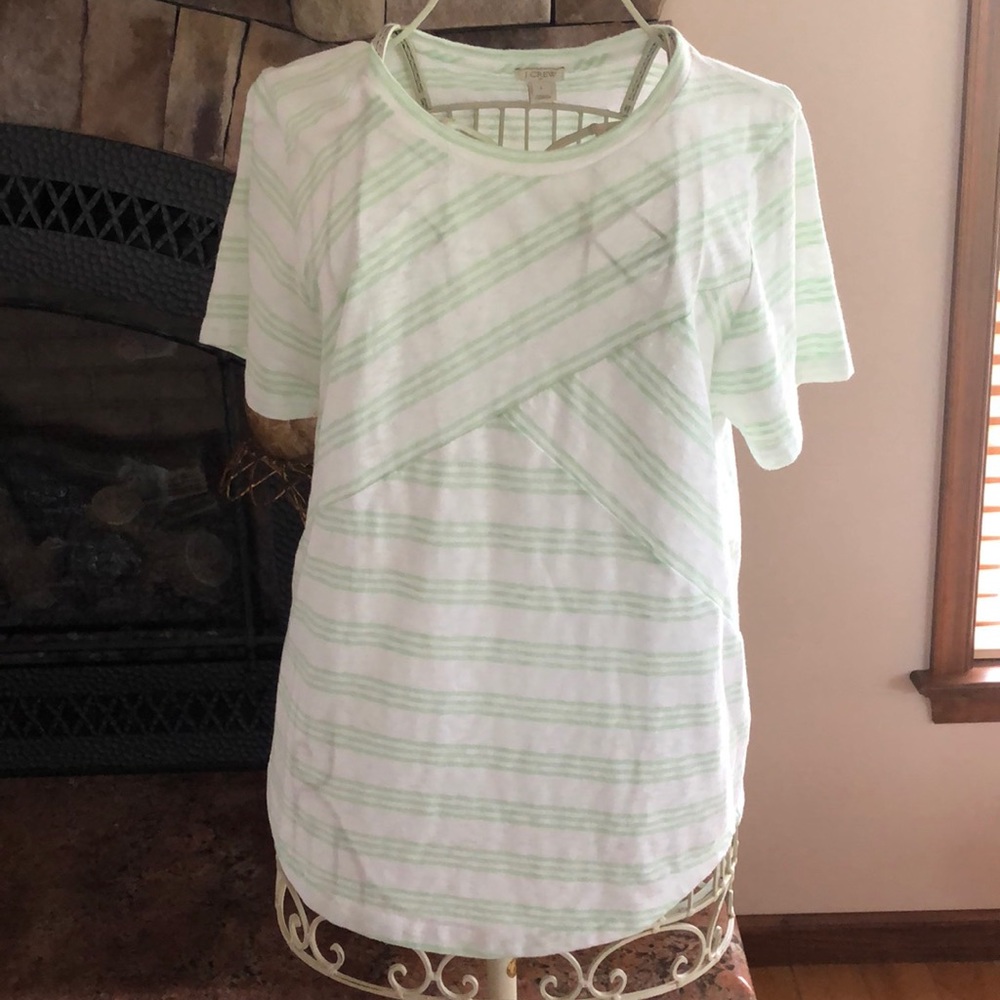 J. Crew Essential Cotton T- Shirt with Mint Stripe